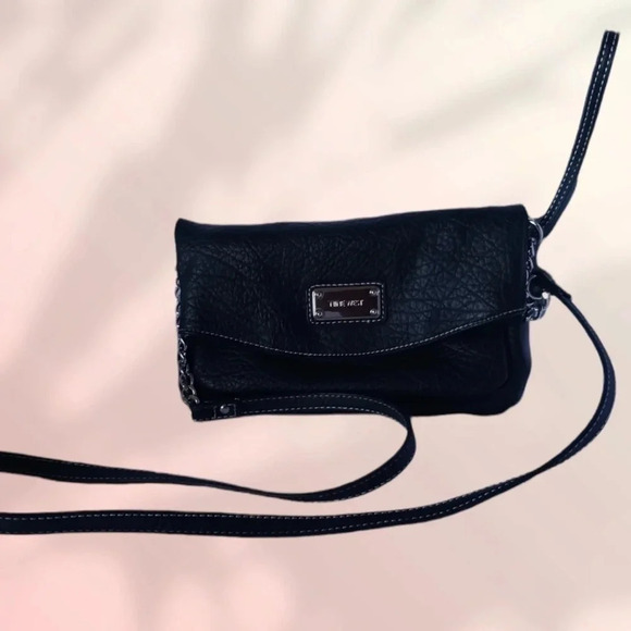 Nine West Handbags - -Nine West tunnel fold over crossbody bag black